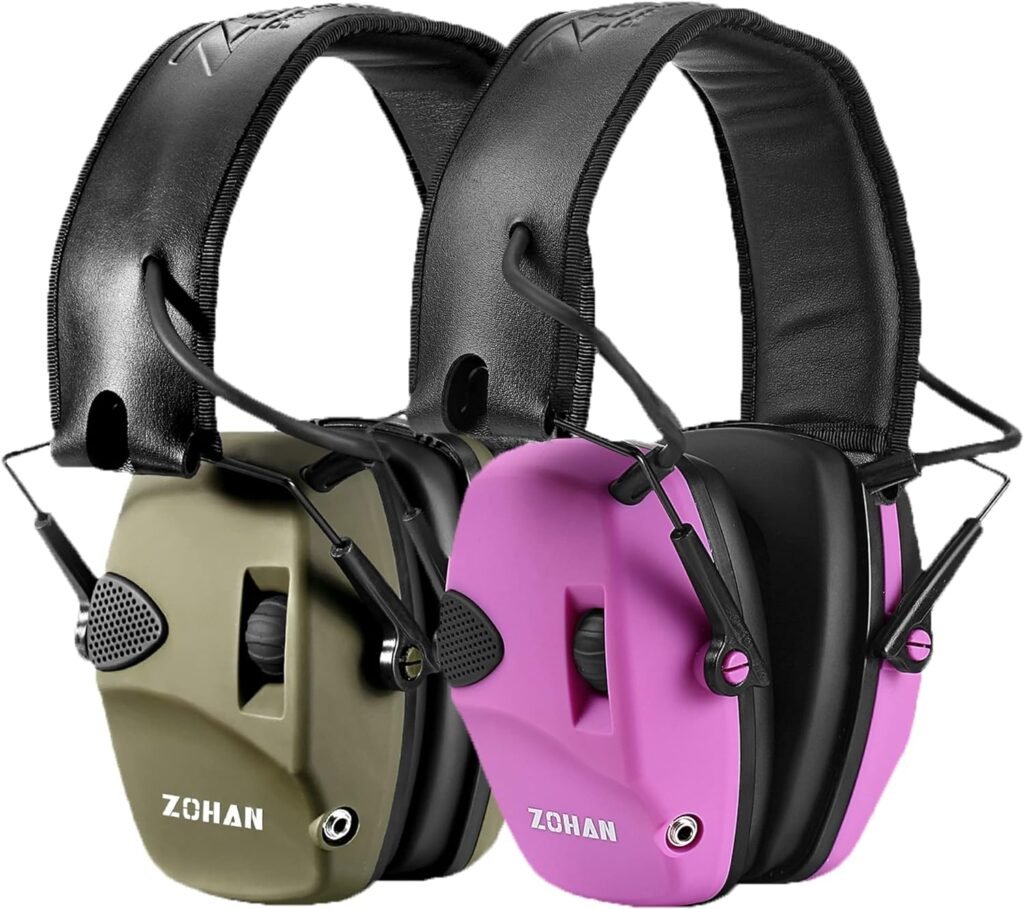 ZOHAN Electronic Shooting Ear Protection with 4X Sound Amplification,Slim Active Noise Reduction Earmuffs for Gun Range