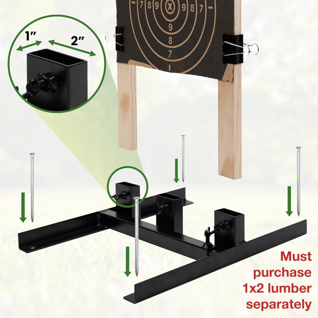 Keshes Target Stand Base - for Paper Target Sheet Archery Shooting  Cardboard Targets - Includes H Shape Base, Cardboard Target Box Cutout, Ground Anchors, Target Clips