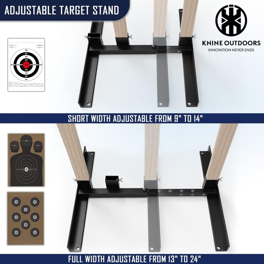 KNINE OUTDOORS Shooting Target Stand for Outdoors, Durable Paper Target Holder with Stable Adjustable Base for Paper Shooting Targets Cardboard Silhouette, H Shape, USPSA/IPSC, IDPA Practice, 1 Pack