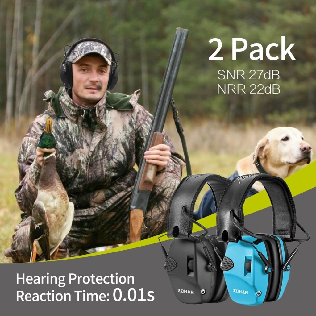 ZOHAN EM054 Electronic Ear Protection for Shooting Range with Sound Amplification Noise Reduction, Ear Muffs for Gun Range
