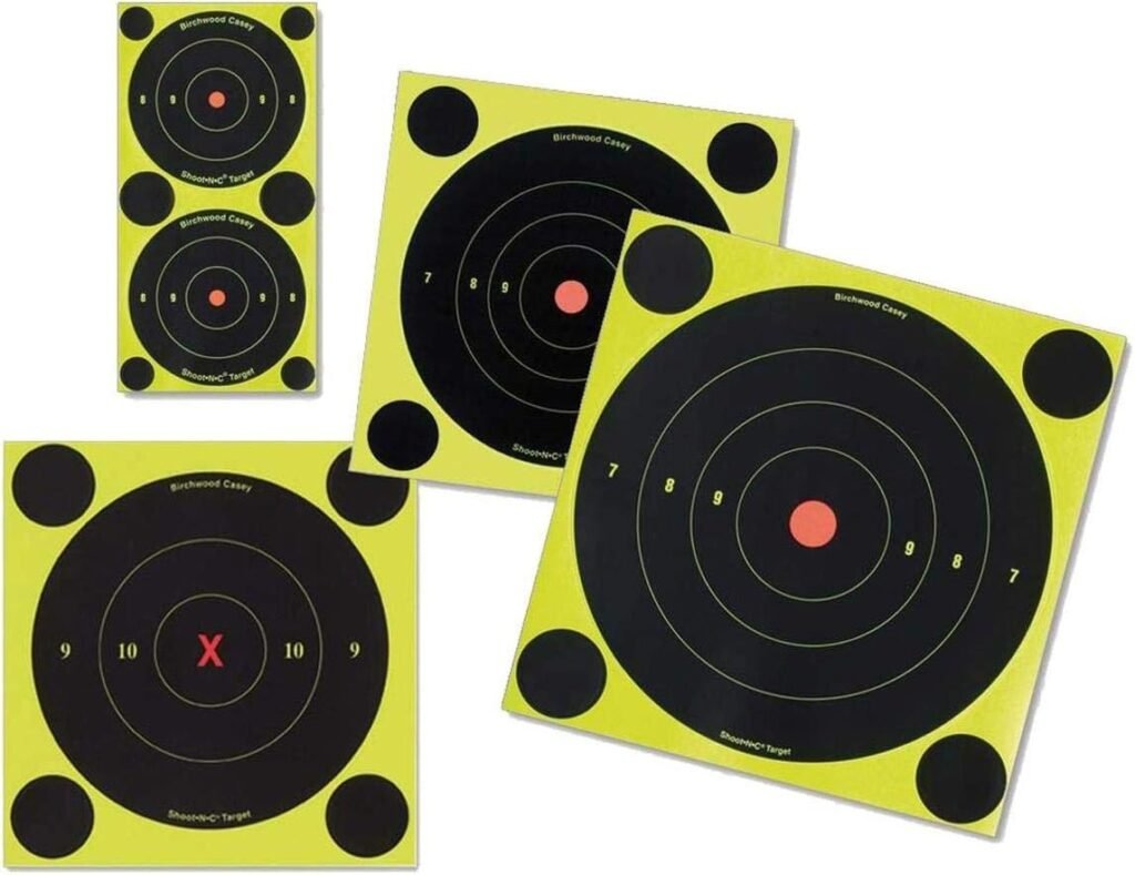 Birchwood Casey Bulls-Eye Reactive Targets - Highly Visible Instant Feedback Self-Adhesive Shooting Targets