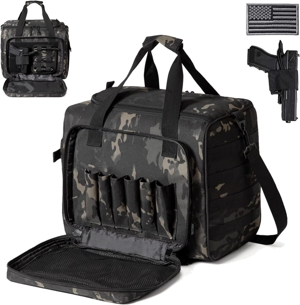 DBTAC Gun Case Bag Large | Tactical 4+ Pistol Bag Firearm Shooting Case with Lockable Zippers for Shooting Range Outdoor Hunting | 2x Removable Dividers Included