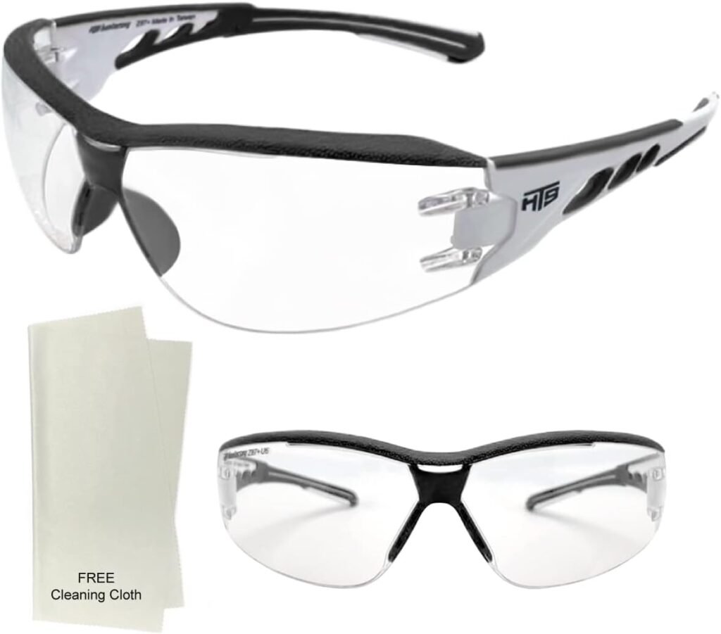 HTS HUNTERSKY Super Flexible Lightweight Anti Fog Wrap-Around U6 Clear Shooting Safety Glasses with ANSI Z87.1 Scratch Resist