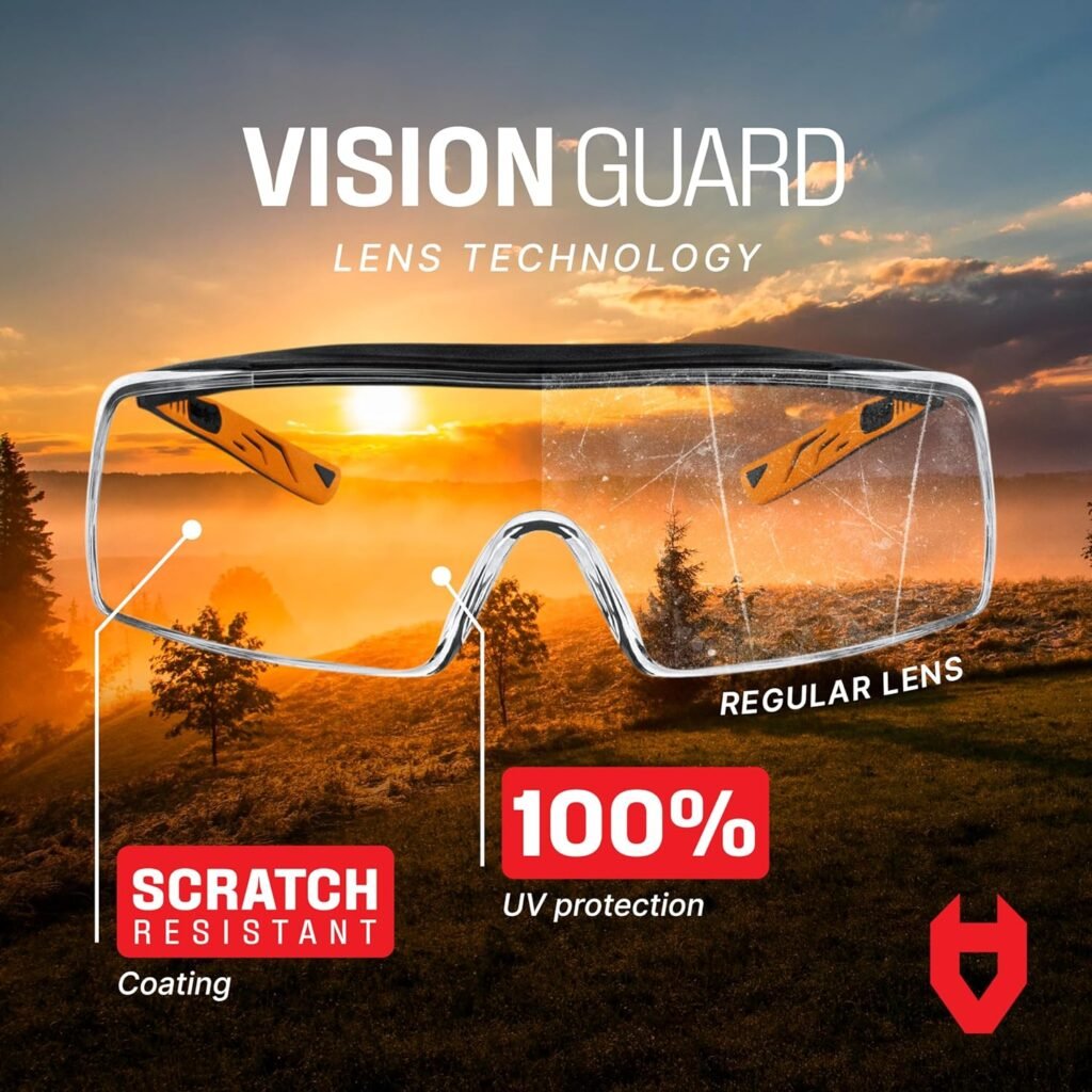 NoCry Safety Glasses Over Eyeglasses with Anti Scratch Lenses - 100% UV Protective Eyewear Over Glasses - ANSI Z87  OSHA Certified Lab Safety Goggles Over Glasses or Over Glasses Safety Glasses