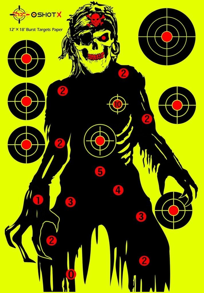 Shooting Splatter Targets - 12 x18 inch Reactive Self Adhesive Silhouette Target Paper for Range - Easily See Shots Burst Bright Fluorescent Points