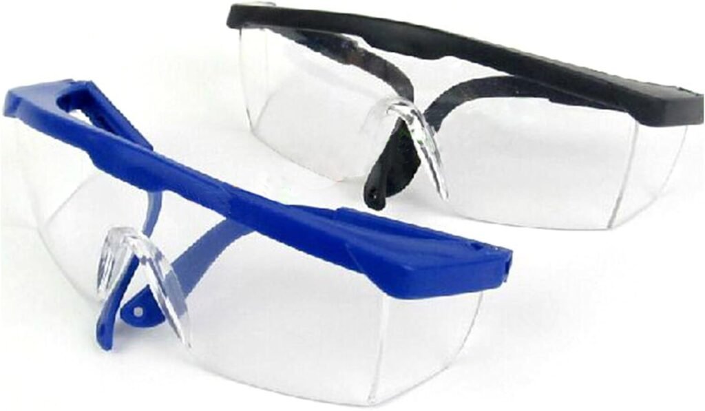 Yalulu 2 Pair Black Blue Safety Protection Glasses Safety Eyewear for Shooting, Gun Range, Airsoft, Nerf Guns, Racquetball, Water Balloon Fight