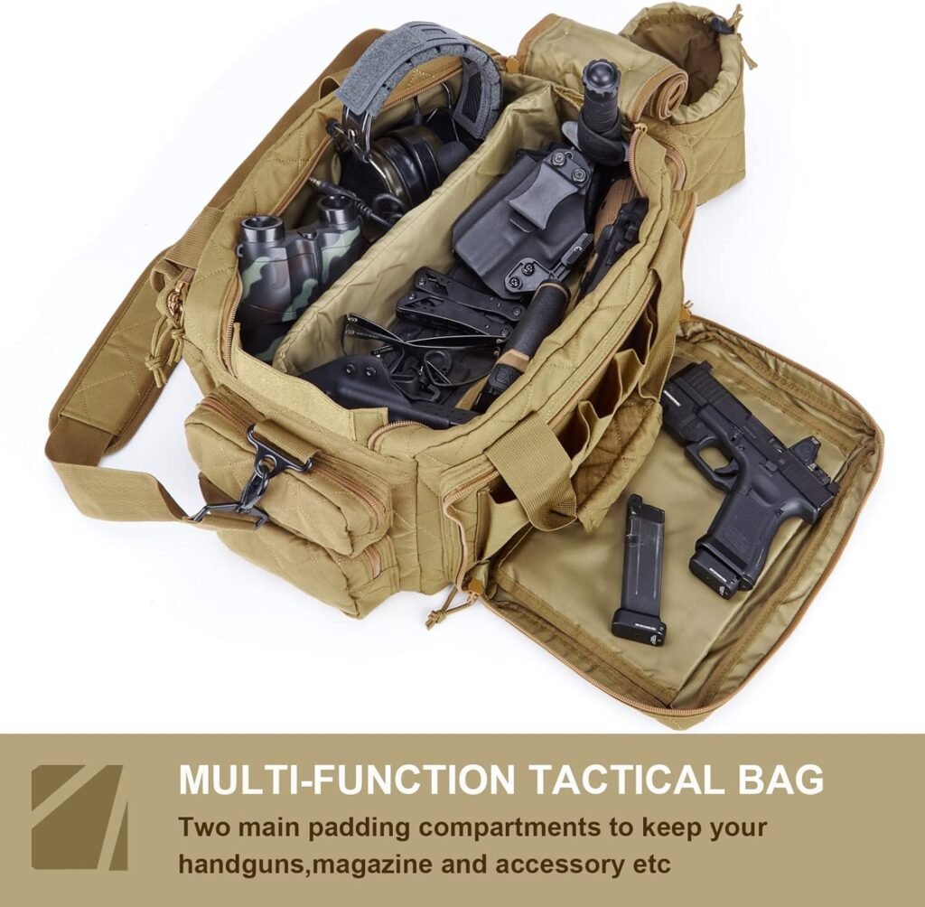 AUMTISC Tactical Pistol Range Bags for Handguns and Ammo Gun Range Bag Duffle for Shooting Bag Soft Handgun Cases（2160）