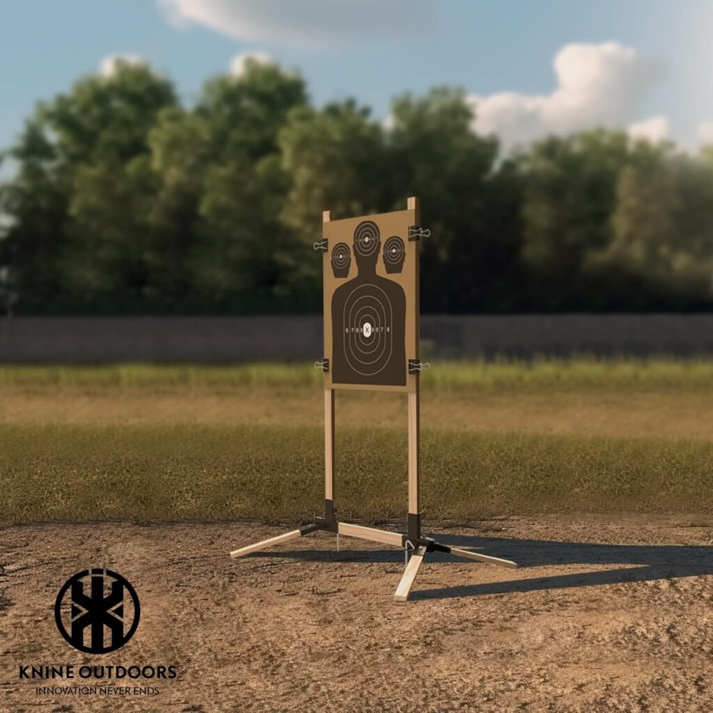 KNINE OUTDOORS Shooting Target Stand Base for Outdoors, Durable Paper Target Holder with Stable Adjustable Base for Paper Shooting Targets Cardboard Silhouette, USPSA/IPSC, IDPA Practice