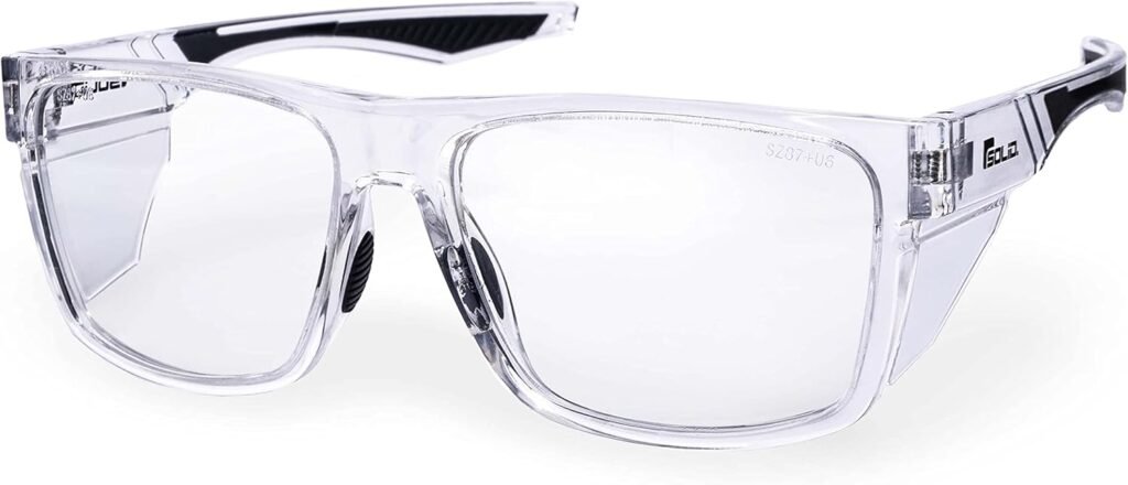 SolidWork Safety Glasses Clear Lens with Side Shields, Anti Fog, Anti Scratch, Anti-Glare, Protective Eyewear for Men  Women