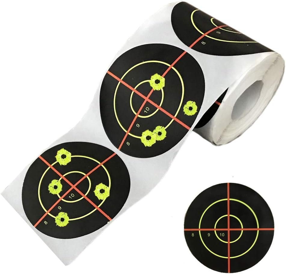 Splatter Targets for Shooting 3 Inch Reactive Paper Target Stickers 250 Self Adhesive Target Roll for BB Gun, Pellet Gun, Airsoft, Pistol, Rifle Shooting Practice