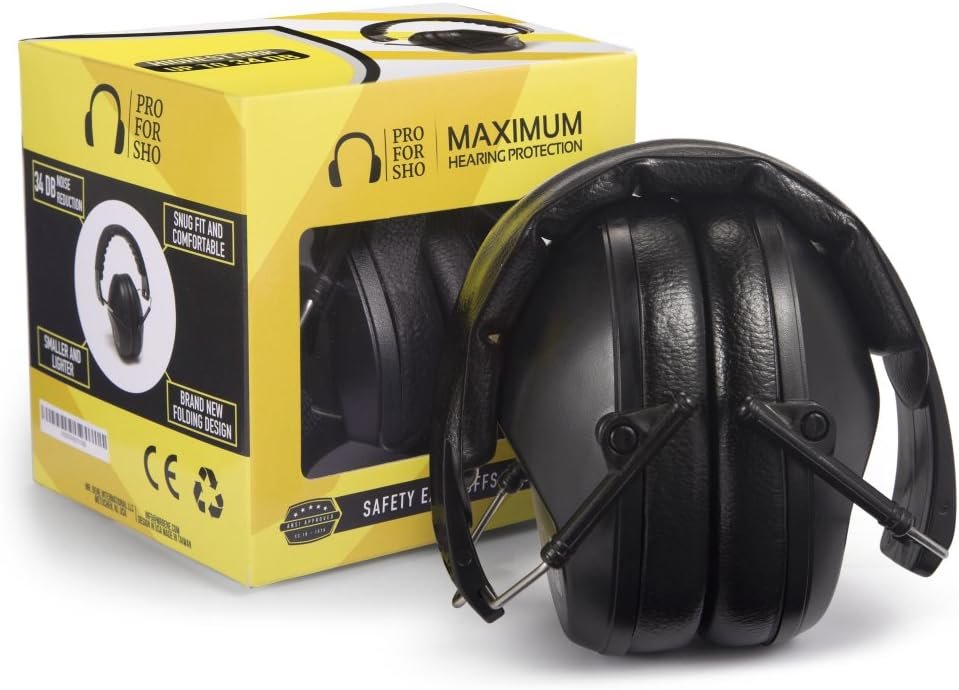 Pro For Sho 34dB Shooting Ear Protection - Special Designed Ear Muffs Lighter Weight  Maximum Hearing Protection