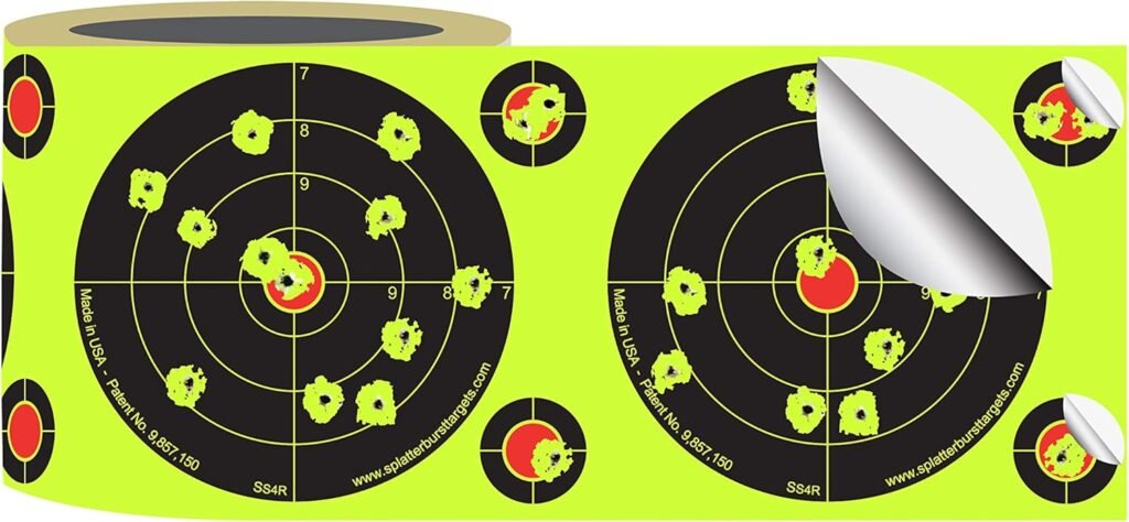 Splatterburst Targets - Roll of (200) 4 Inch Stick  Splatter Self Adhesive Shooting Target Stickers - Gun - Rifle - Pistol - Airsoft - BB Gun - Pellet Gun - Air Rifle - Made in USA