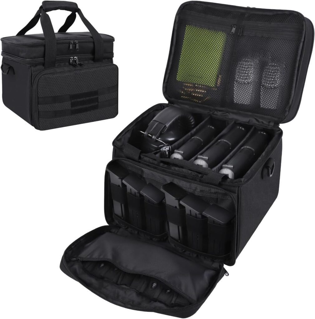 Tactical Gun Range Bag for 4 Handguns, Pistol Shooting Bag Gun Case Bag Handgun Range Duffle Bag for Shooting Range Outdoor Hunting, Gun Carrying Bag with 6X Magazine Slots (Patent Pending)