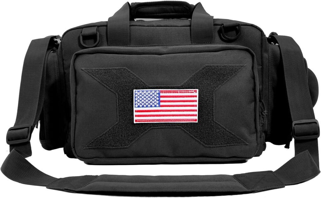 Tactical Gun Range Bag for 4 Handguns, Pistol Shooting Range Bag with 15X Magazine Slots Pockets for Ammo and Essentials,Padded Shooting Range Duffle Bag for Hunting Shooting Range Sport