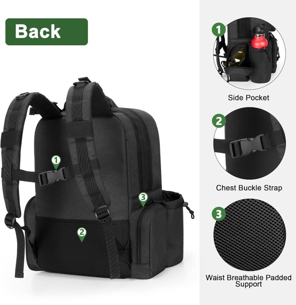 DSLEAF Tactical Pistol Backpack with 4 Pistol Cases, Gun Backpack for Handgun with 17x Magazine Slots for Hunting and Shooting